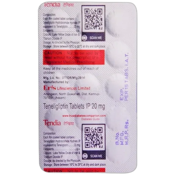 tendia 20mg tablet 15's